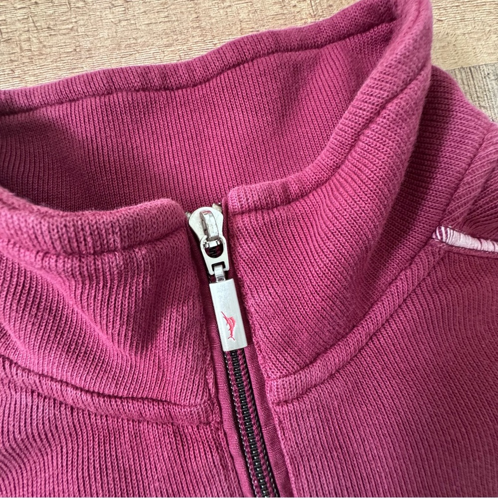 TOMMY BAHAMA RELAX 1/4 Zip 100% Cotton Sweatshirt Small Burgundy Merlot Color - Picture 3 of 9